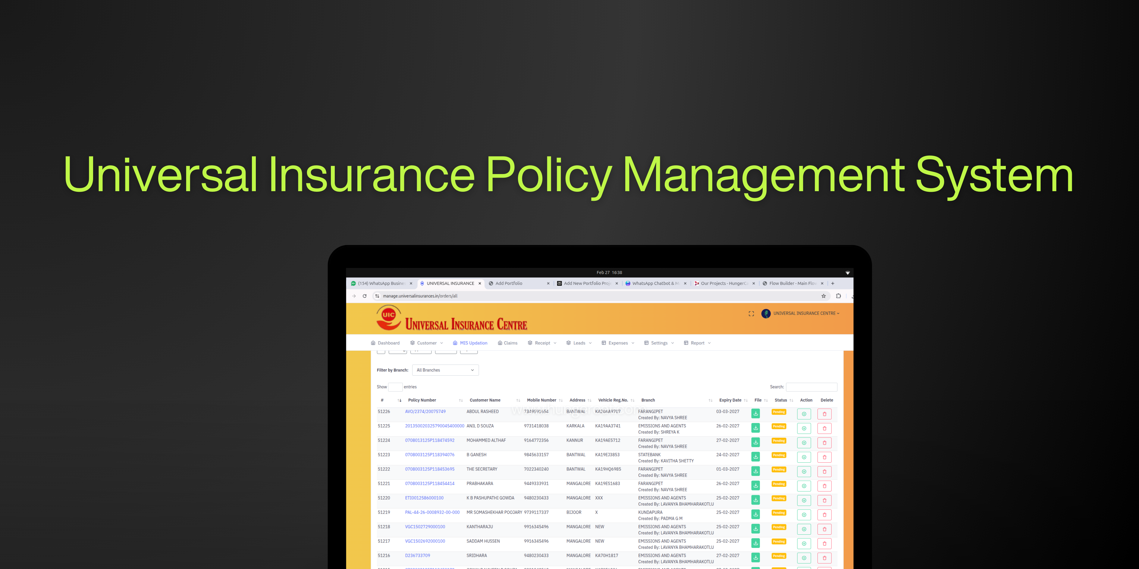Universal Insurance Policy Management System